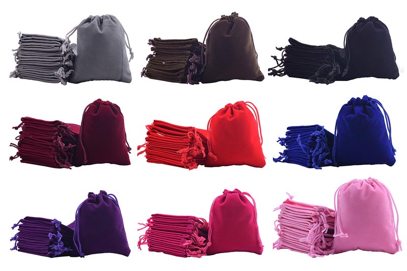 Sansam 45pcs Small Mixed Drawstrings Velvet Gift Bags Jewelry Pouches for Wedding Favors, Candy Bags, Party Favors, 2.0''x2.8''